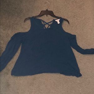 NEW Teal Blue cold shoulder top
